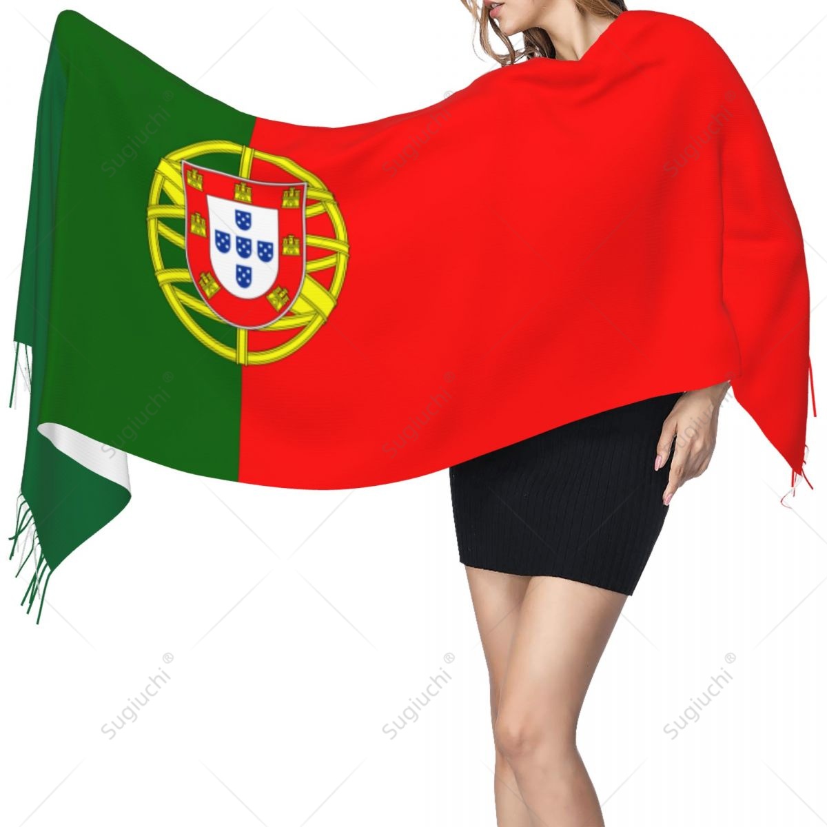 Women'S Fashion Portugal - ポルトガル国旗スカーフ パシュミナ 暖かいスカーフ ショールラップ ヒジャブ 春冬