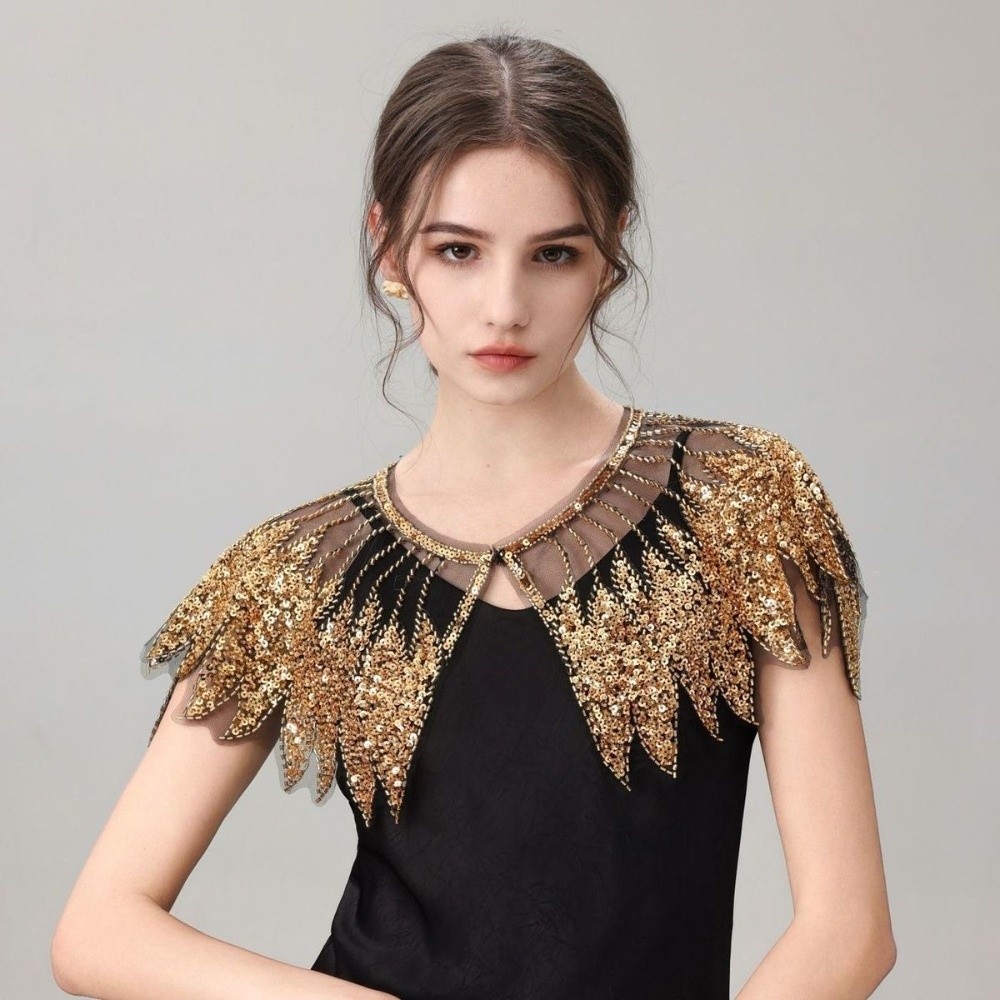 Women'S Fashion In The 1920S - ヴィンテージスパンコール装飾フラッパーショールビーズ付き1920年代スパンコールショルダーショールイブニングラップ