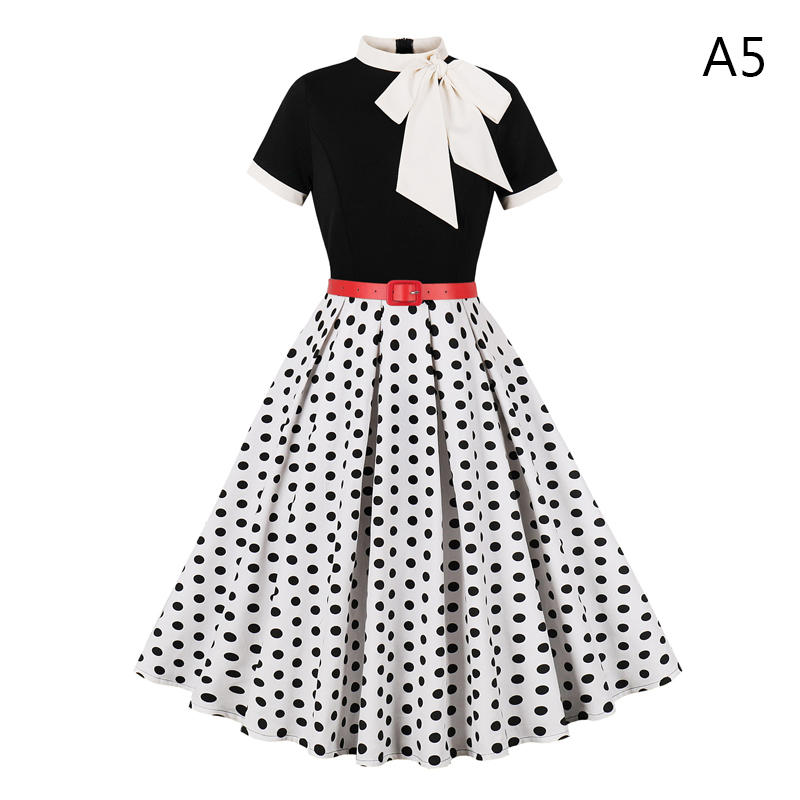 Women'S Fashion From The 60S - 50 60 年代ヴィンテージドレス女性水玉ロカビリースイングレディースファッション夏のパーティーカクテルドレスエレガント Vestidos