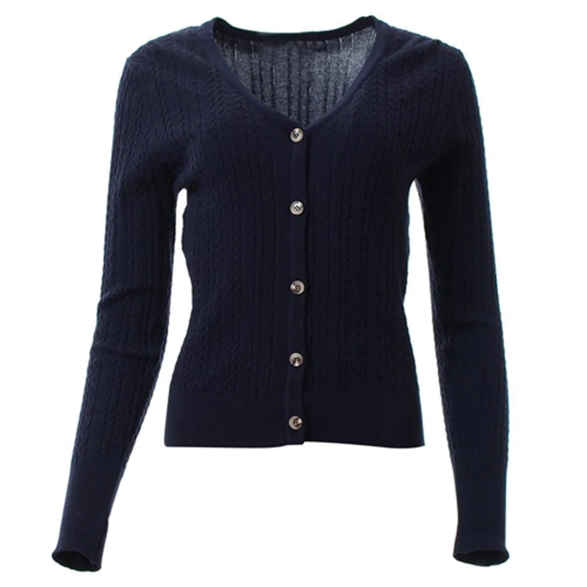 Ribbed Knit Sweater - プラスサイズの女性のボタンダウン長袖 V ネックストレッチニットカーディガンセーター夏春韓国リブニットカジュアル服