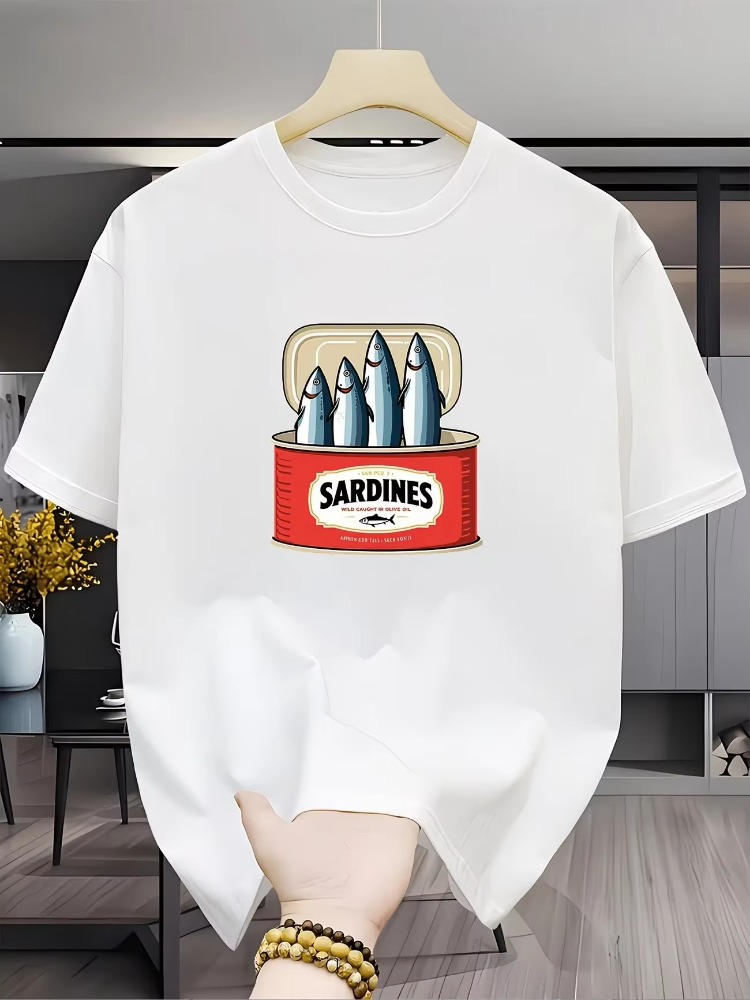 Women'S Fashion Portugal - イワシ Tシャツ 魚グラフィック Tシャツ ヴィンテージフードプリントトップ ポルトガルスタイルアパレル