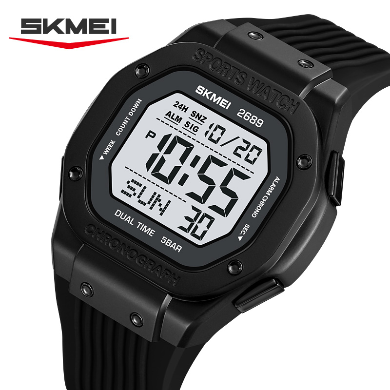 Women Fashion Zone - SKMEI 2689 メンズ＆レディースアウトドアスポーツ腕時計、メンズウォッチ、アラームクロック、防水、ファッションクロノグラフ、デジタル