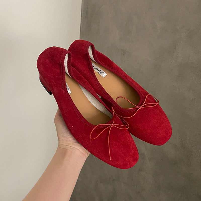 Women'S Fashion Footwear - ファッションバタフライノットレディーススリッポンヒールパンプスシューズ女性浅履きローヒール女性バレエフラットシューズ2025新作