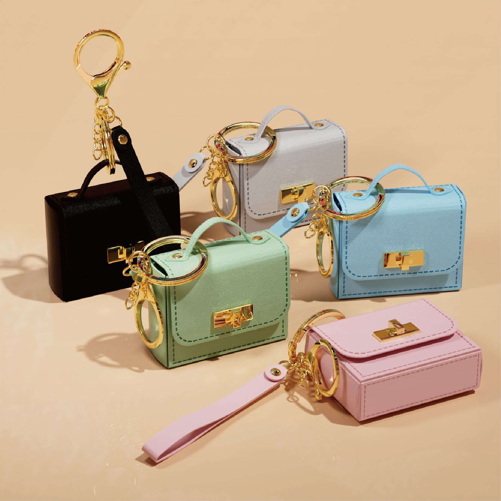 Women'S Ysl Fashion - ミニキーチェーンポーチ レザーハンドルストラップ コインケース 女性用 かわいいバッグチャームキーリングアクセサリー 日常使い