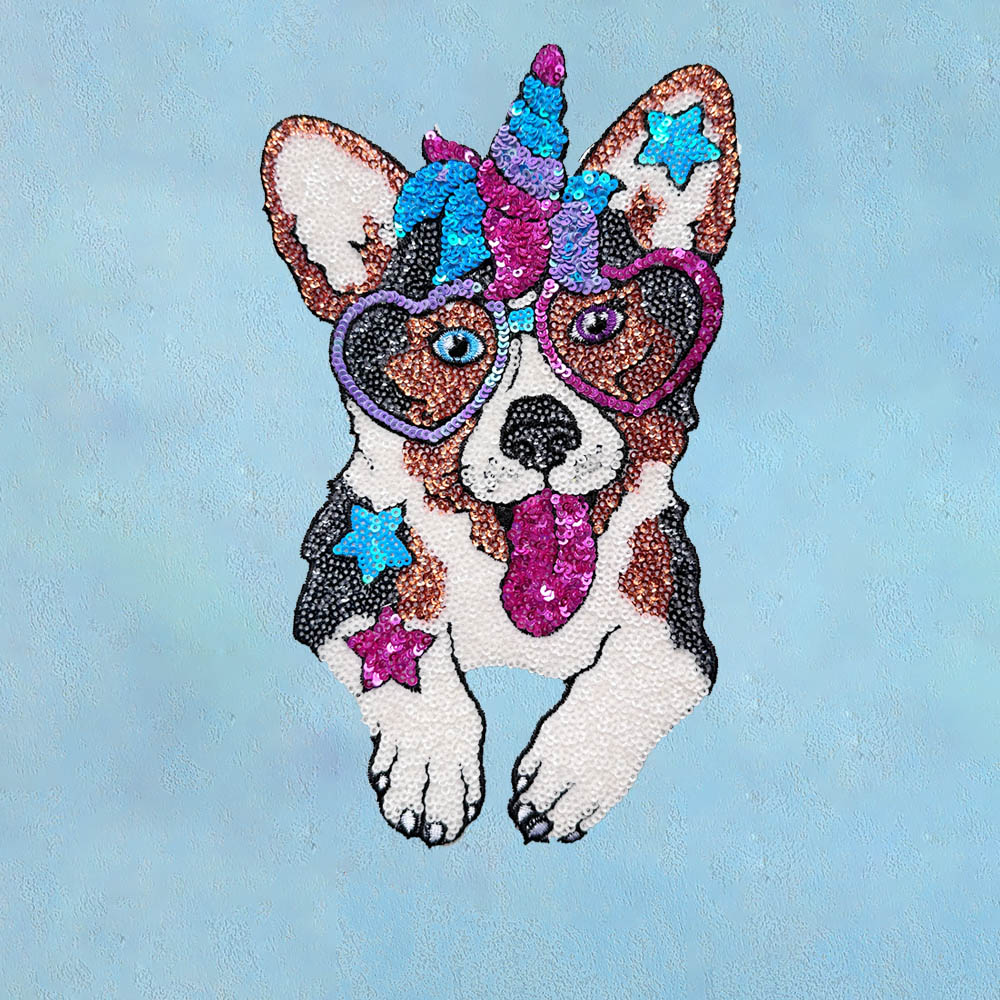 Women'S Fashion Designer Clothes - 衣服,ファッション,光沢,アイロン,犬,アクセサリー用の繊細なスパンコールデザインパッチ,15x24cm, 1個