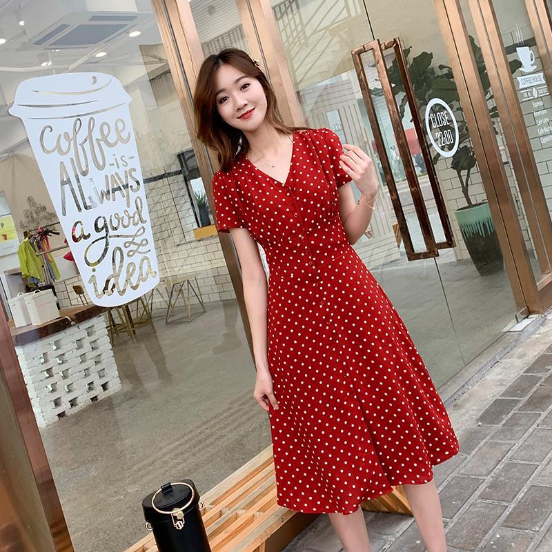 Wrap Blouse Chiffon - 女性用シルクシフォンウォレットドレス,ルーズ,韓国語,イブニング,ショート,ライト,フローラル,ファッショナブル,ヴィンテージ,レッド,水玉,カジュアル