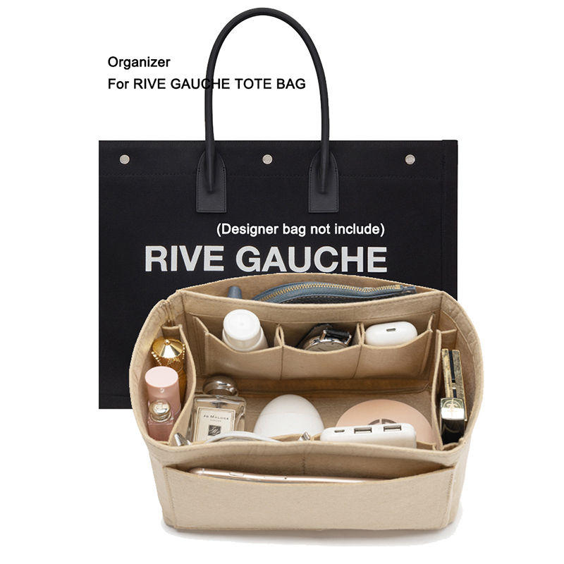 Women'S Ysl Fashion - インサートオーガナイザー RIVE GAUCHE トートバッグにフィット、大きなパッドポーチ、財布収納化粧バッグ、女性ハンドバッグインナーライナーシェイパー付き