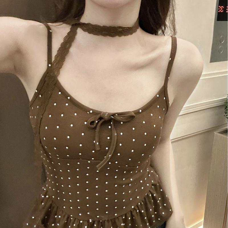 1Pc 女性服夏のファッションカジュアル水玉無地スリングレデ - Women'S Young Fashion のレビューと価格