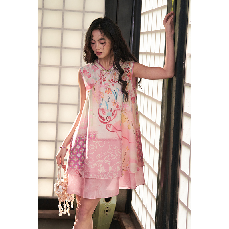 ELFSACK レディース 新しい中国風カエルボタン花柄プリ - Wrap Blouse Chiffon のレビューと価格