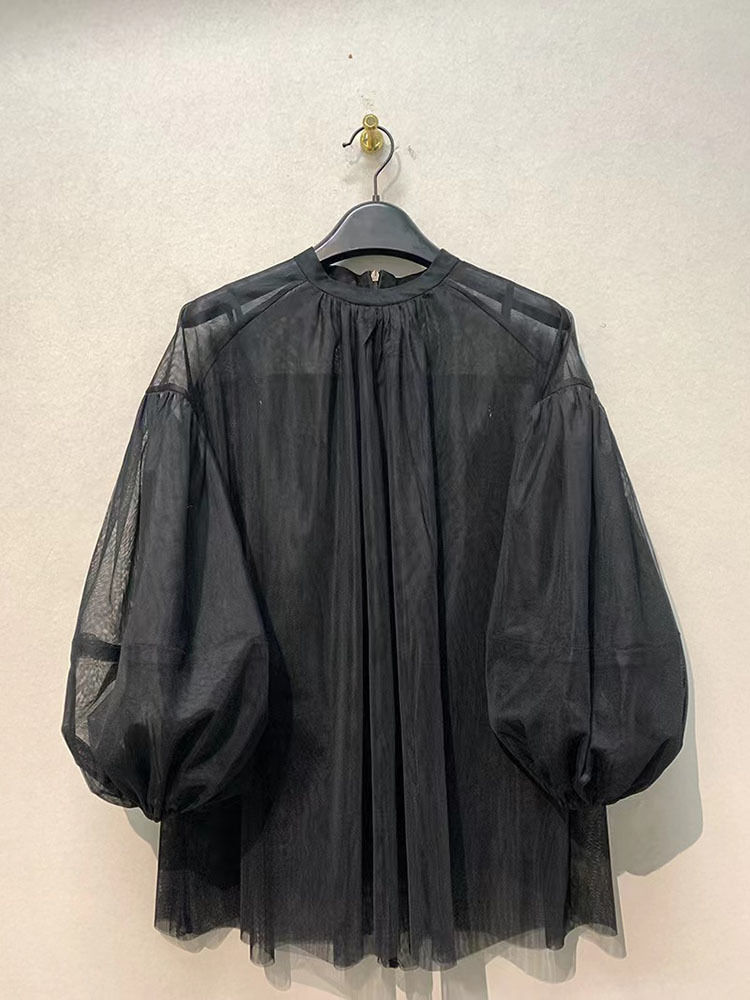 女性のレトロなトレンディなオーガンザのシャツと小さなサスペン - Wrap Blouse Chiffon のレビューと価格