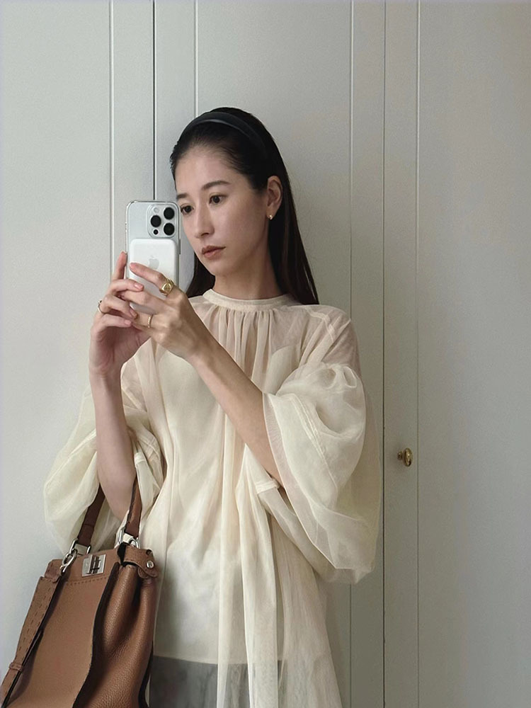 女性のレトロなトレンディなオーガンザのシャツと小さなサスペン - Wrap Blouse Chiffon のレビューと価格