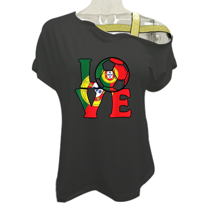 女性ルーズスラッシュネック Tシャツポルトガル国旗 Tシャツ - Women'S Fashion Portugal のレビューと価格