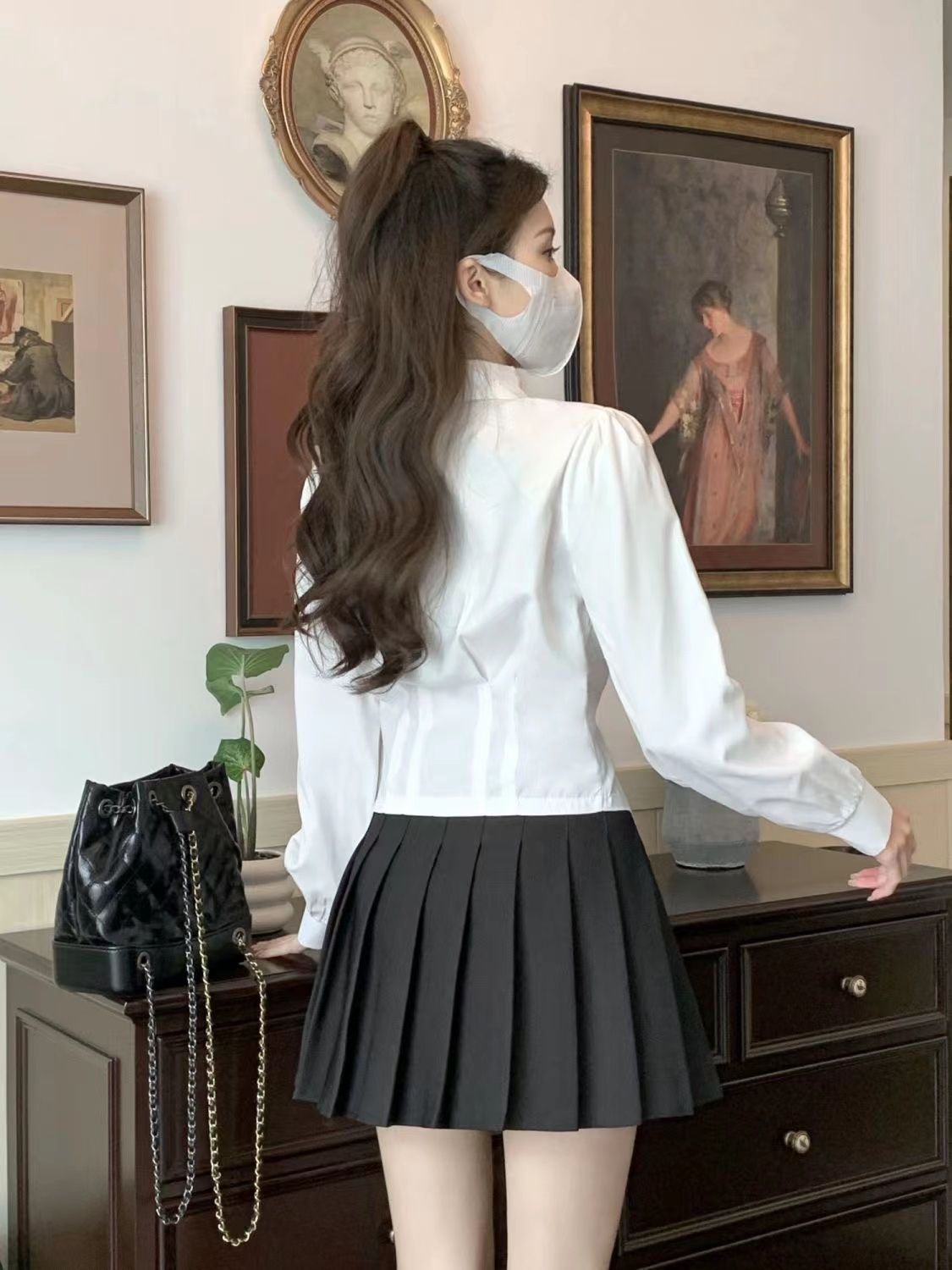 2000 年代白長袖ヴィンテージシャツ女性スリムチュニックボ - Wrap Blouse Chiffon のレビューと価格