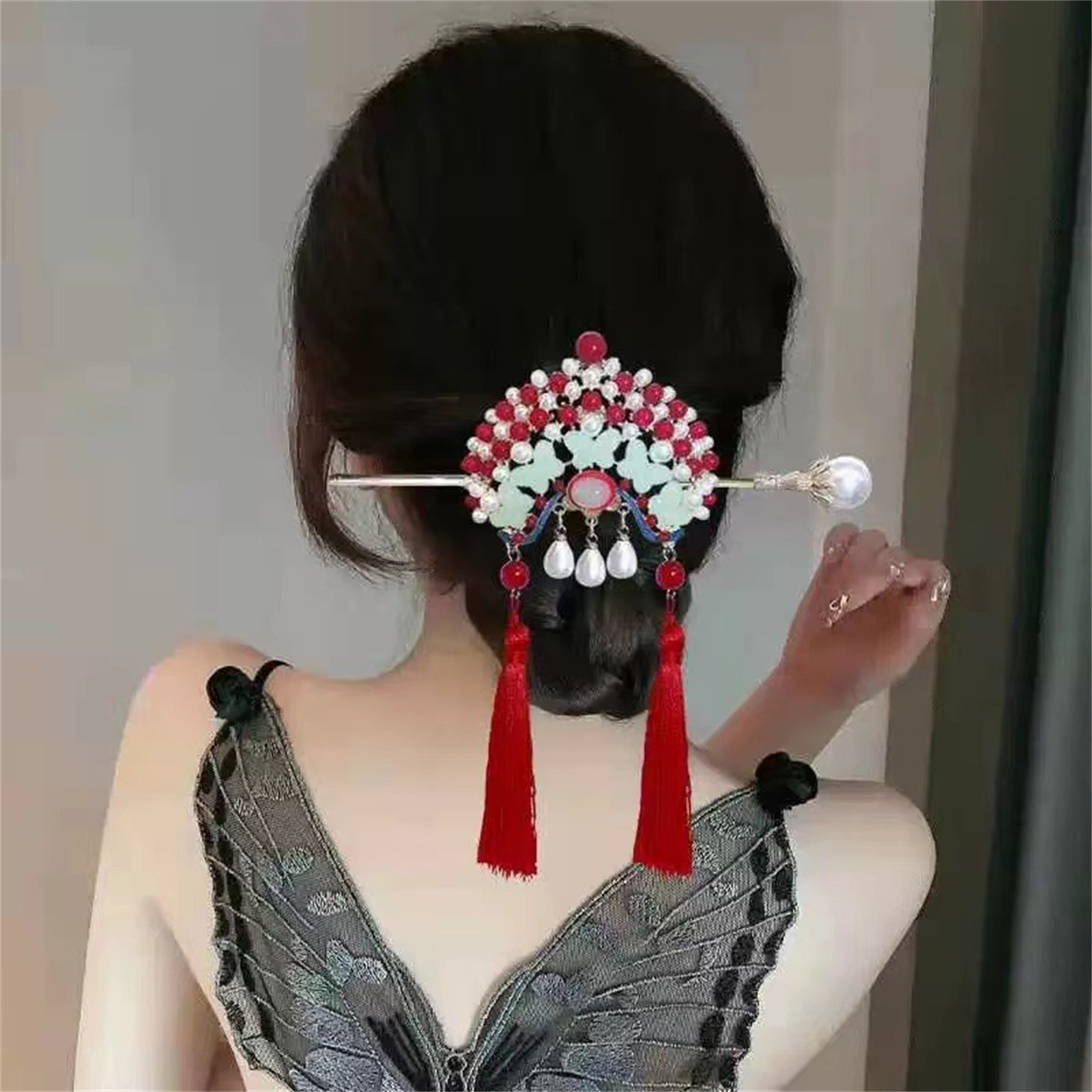 エスニックスタイルのヘアピン女性のための絶妙なグリッターフラ - Women Fashion Hair Style のレビューと価格