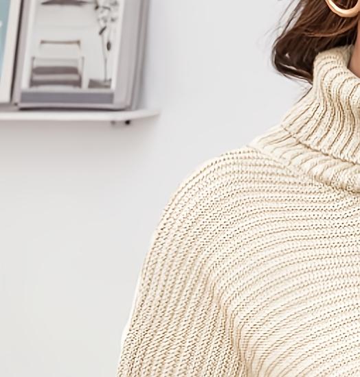 プラスサイズの女性用タートルネックセータードレス – 秋冬用 - Ribbed Knit Sweater のレビューと価格