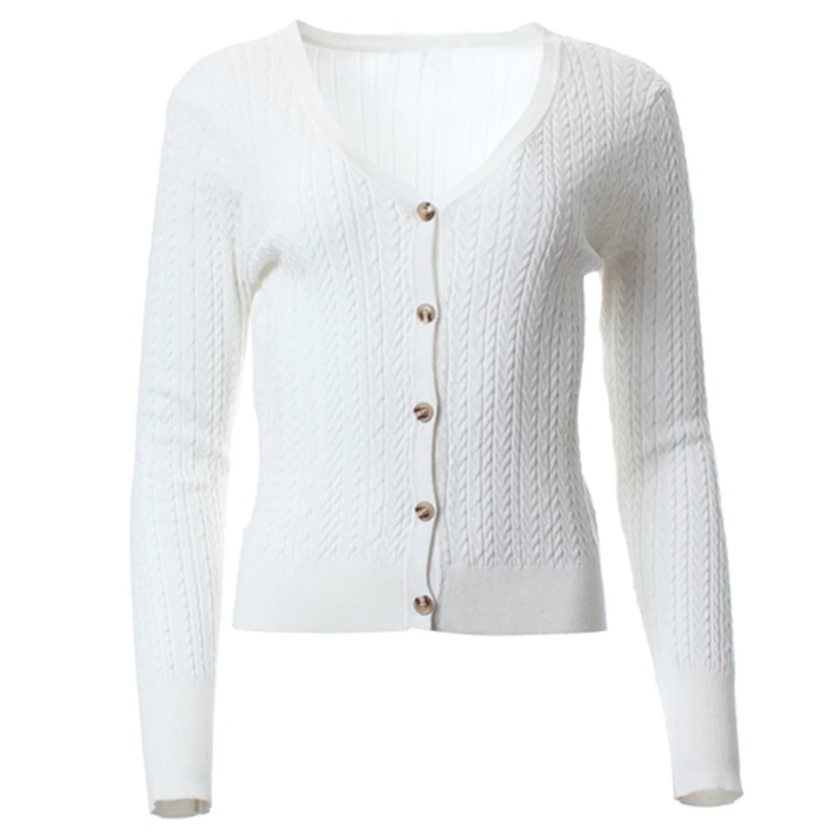 プラスサイズの女性のボタンダウン長袖 V ネックストレッチニ - Ribbed Knit Sweater のレビューと価格