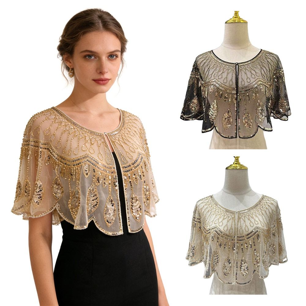 1920年代風フラッパーショール、花柄刺繍入りドレス用ショー - Women'S Fashion In The 1920S のレビューと価格