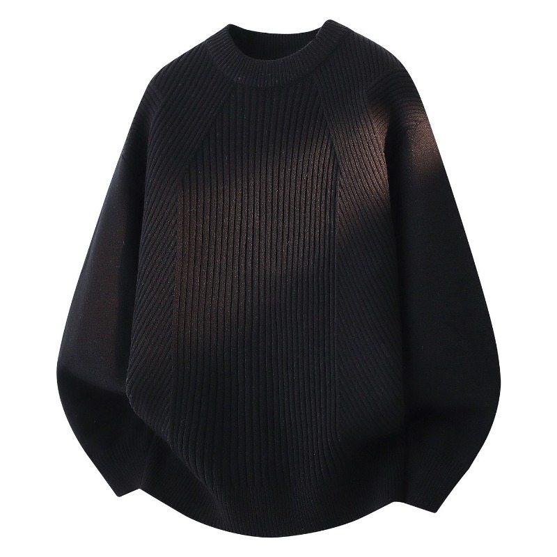 レディース クルーネック 斜めリブニット ルーズ ロングスリ - Ribbed Knit Sweater のレビューと価格
