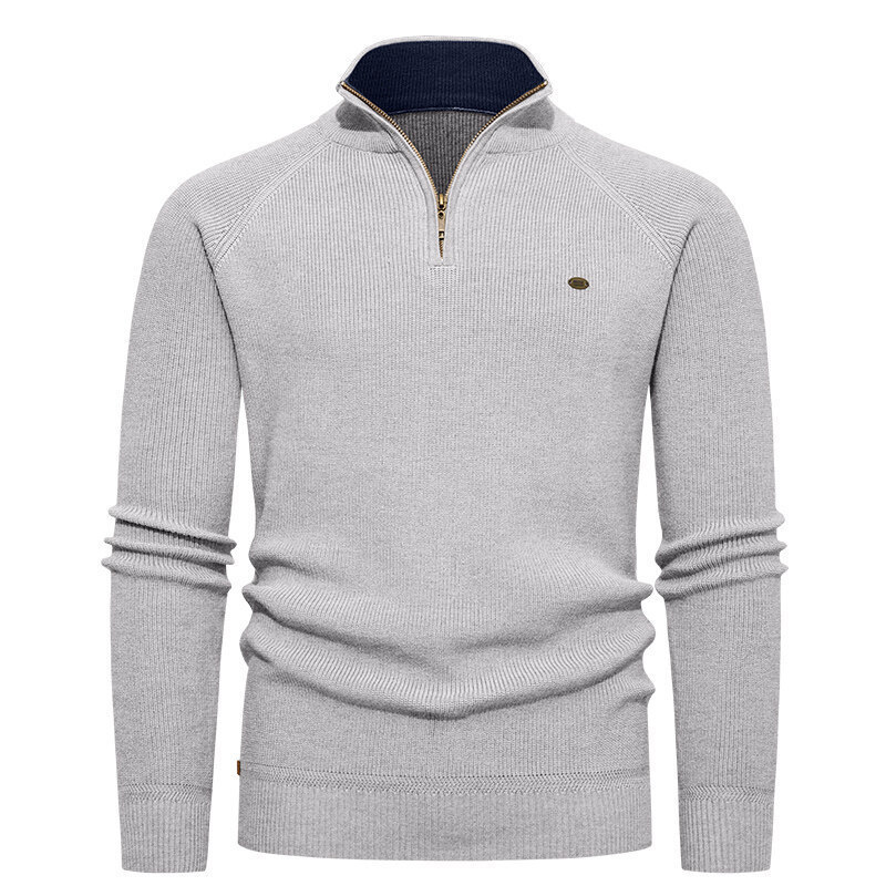 メンズ ライトブルー リブニット ハーフジップ セーター ス - Ribbed Knit Sweater のレビューと価格