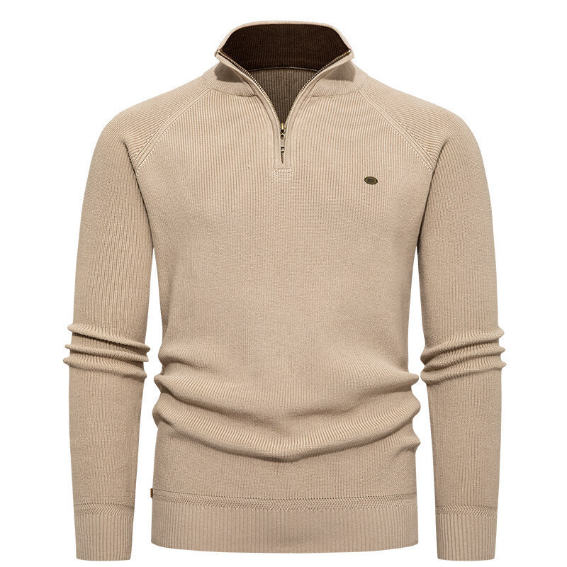 メンズ ライトブルー リブニット ハーフジップ セーター ス - Ribbed Knit Sweater のレビューと価格