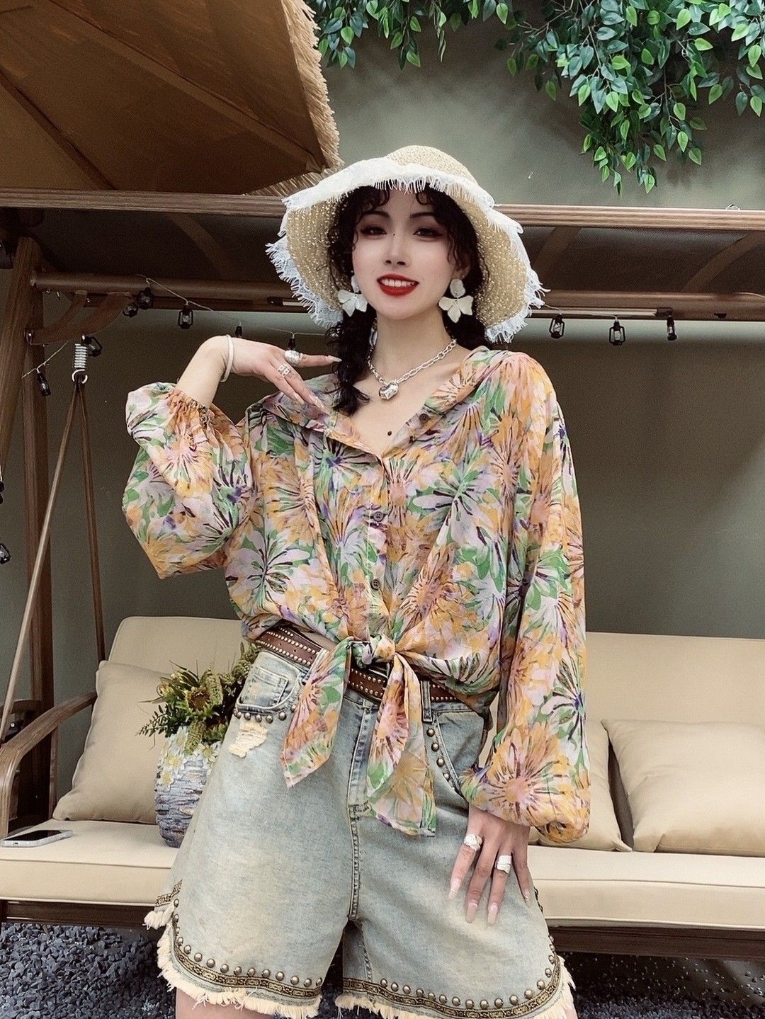 トレンディな花柄の女性のファッションフード付き日焼け止め服カ - Women'S Fashion Designer Clothes のレビューと価格