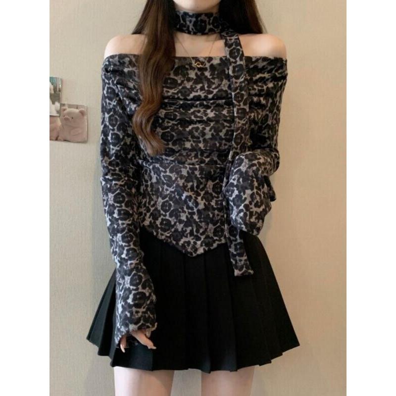 ヒョウ柄半袖オフショルダーリボンデザインレトロ女性用夏通勤ア - Women'S Fashion Designer Clothes のレビューと価格