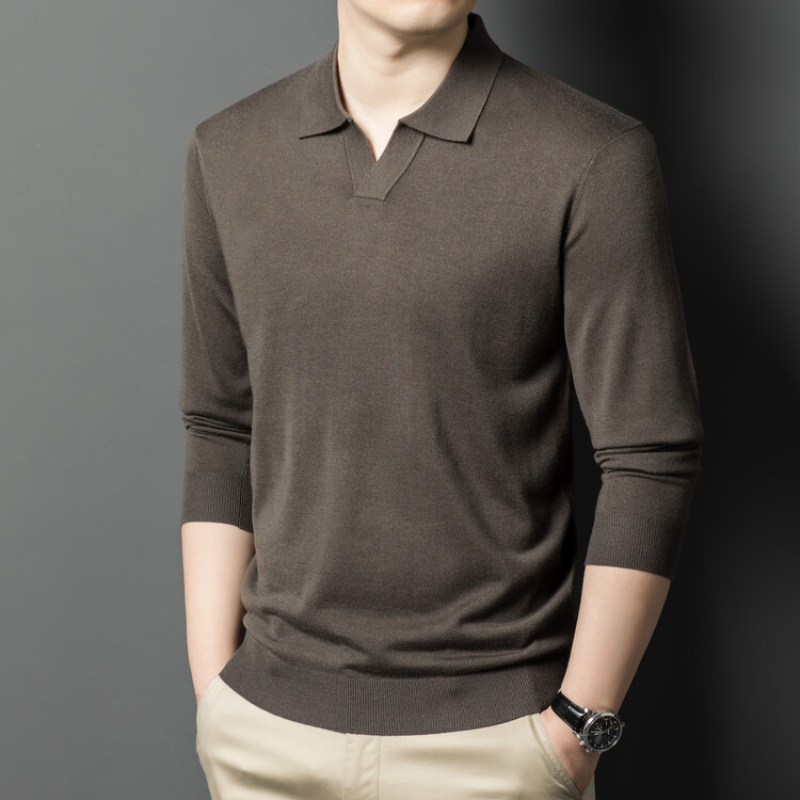 Vネックのメンズプルオーバーセーター、ビジネスカジュアルポロ - Ribbed Knit Sweater のレビューと価格