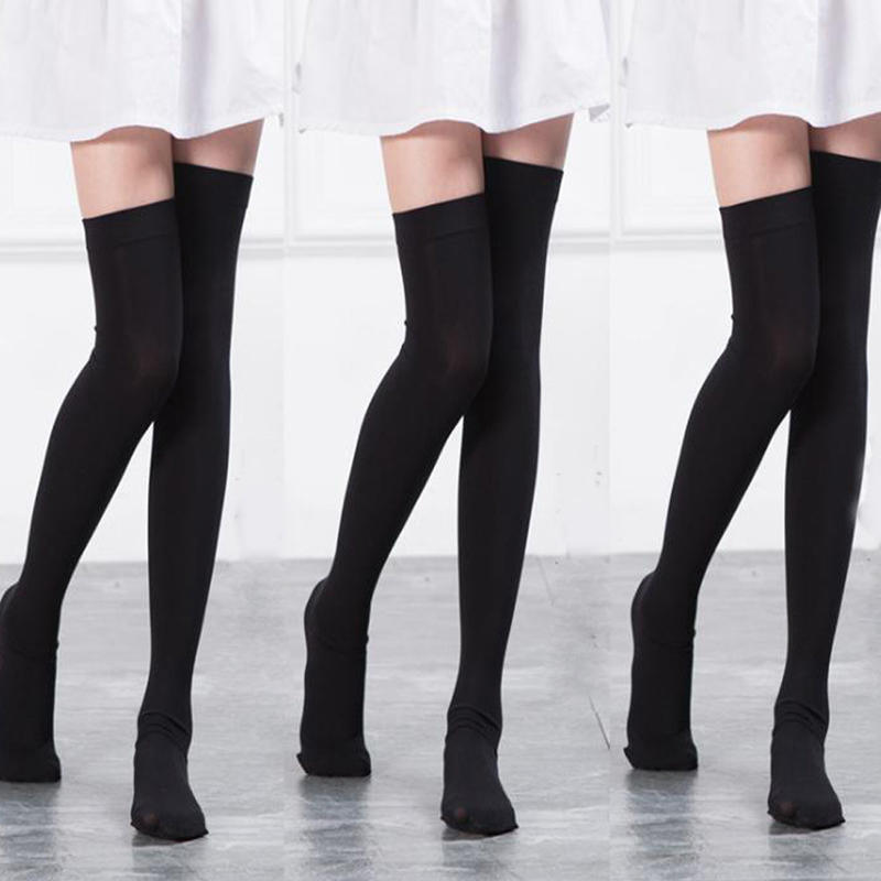 女性用サイハイソックス ソリッドカラー 膝上ストッキング ロ - Women Fashion Over 50 のレビューと価格