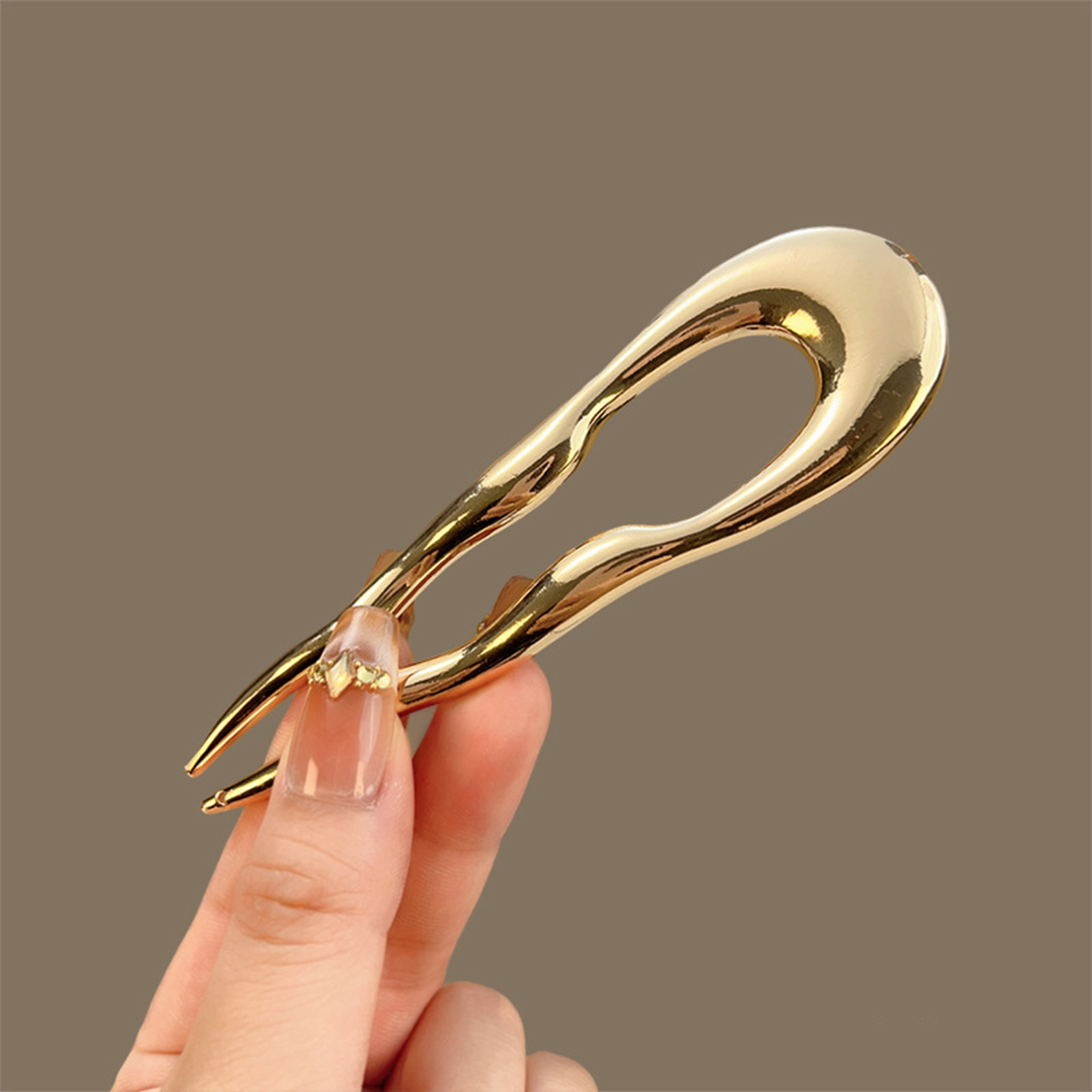 シンプルな金属合金ヘアピン U 字型気質ツイストダブルヘアク - Women Fashion Hair Style のレビューと価格