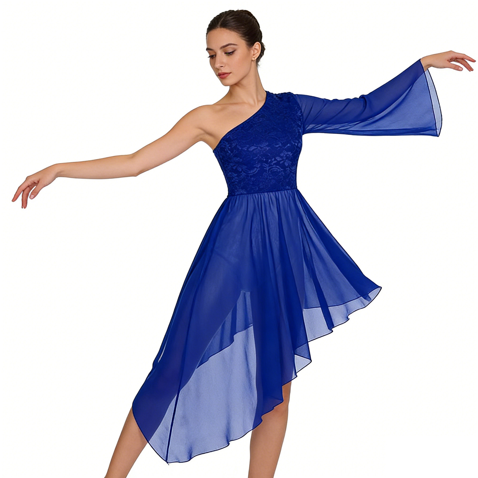 女性用典礼賛美バレエダンスチュニックオーバーレイドレス花柄レ - Wrap Blouse Chiffon のレビューと価格