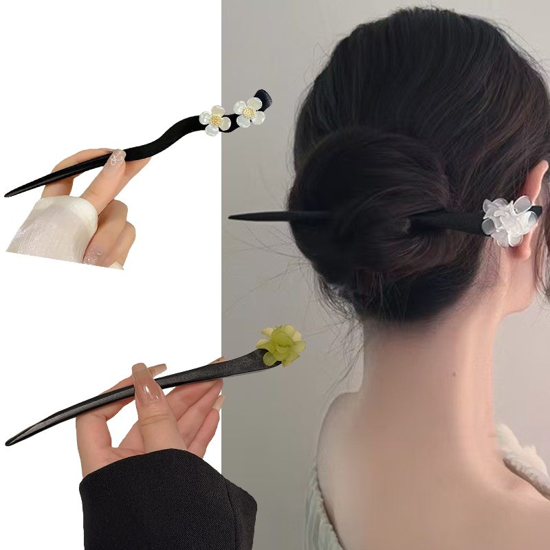 ヴィンテージ中国風の木製花ヘアスティックパールヘアピンジュエ - Women Fashion Hair Style のレビューと価格