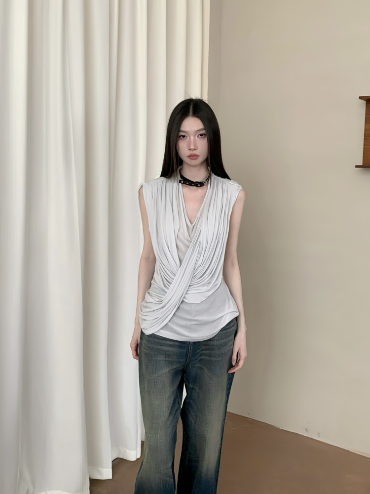 CHEERART デザイナークロスノースリーブトップ女性のた - Women'S Fashion Designer Clothes のレビューと価格