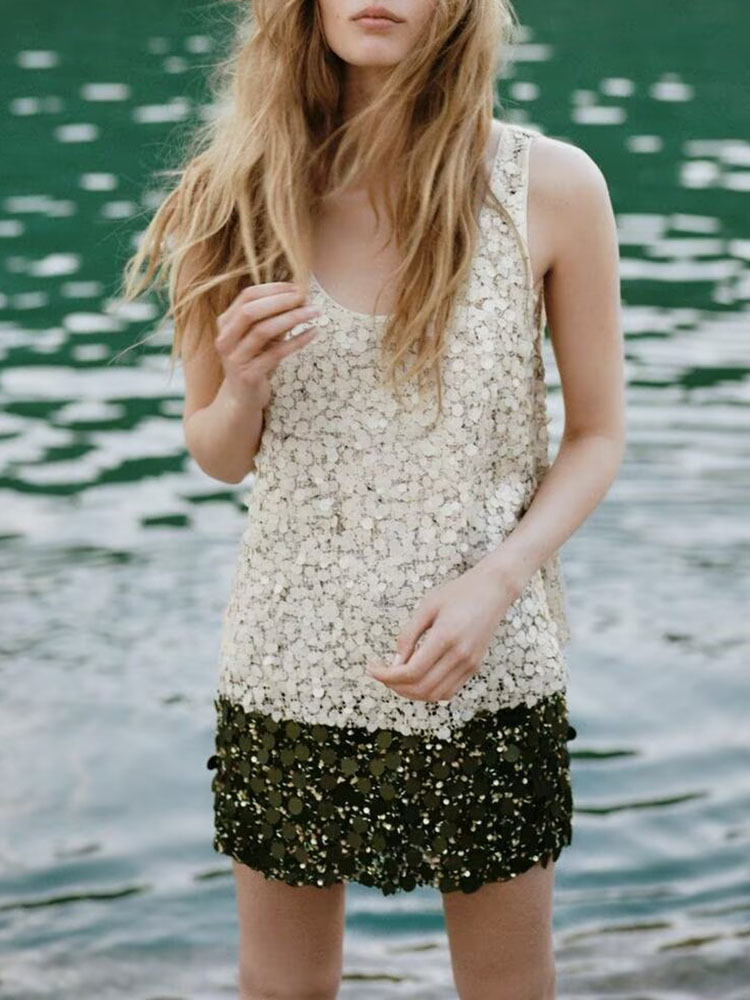 新しい夏の女性のファッションラウンドネックノースリーブビーズ - Women'S Young Fashion のレビューと価格