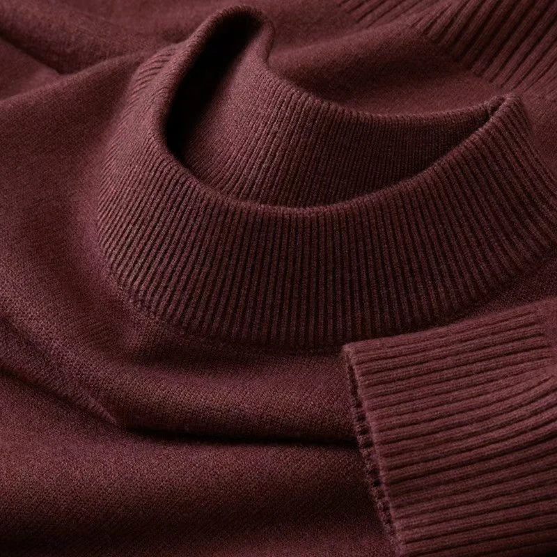 秋の新メンズカジュアルモックタートルネックセーター長袖暖かい - Ribbed Knit Sweater のレビューと価格