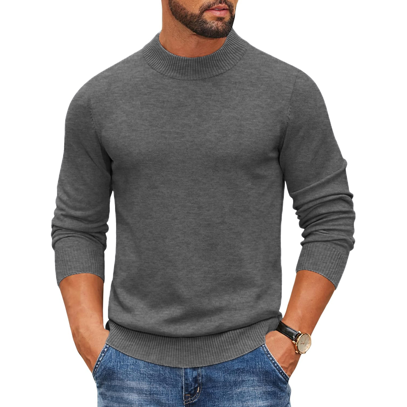2026年メンズモックタートルネックリブニットプルオーバーセ - Ribbed Knit Sweater のレビューと価格