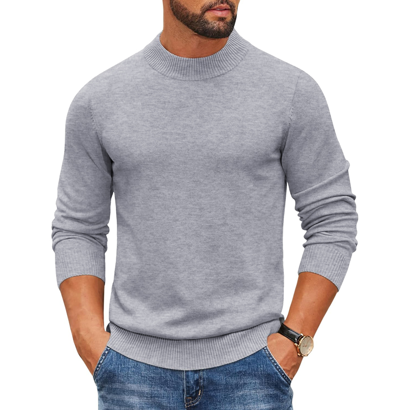 2026年メンズモックタートルネックリブニットプルオーバーセ - Ribbed Knit Sweater のレビューと価格