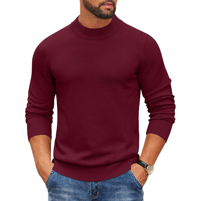 2026年メンズモックタートルネックリブニットプルオーバーセ - Ribbed Knit Sweater のレビューと価格