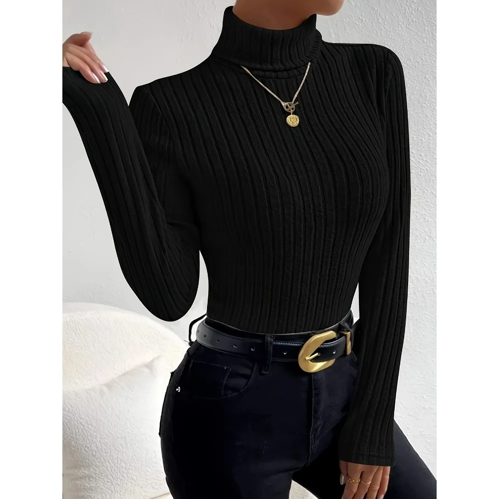 プラスサイズ 1XL-5XL 女性のスリムフィットリブニット - Ribbed Knit Sweater のレビューと価格