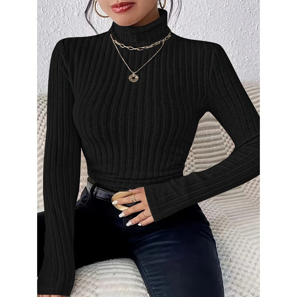 プラスサイズ 1XL-5XL 女性のスリムフィットリブニット - Ribbed Knit Sweater のレビューと価格