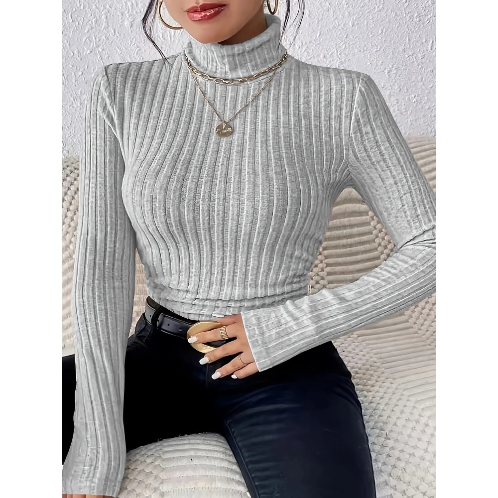 プラスサイズ 1XL-5XL 女性のスリムフィットリブニット - Ribbed Knit Sweater のレビューと価格