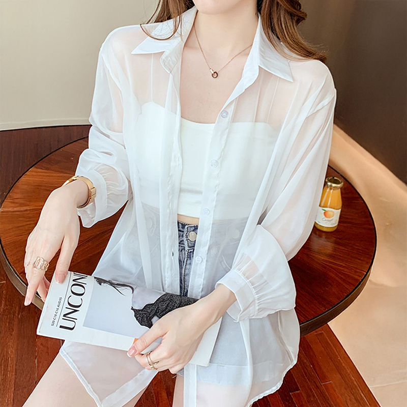 タイバックボタンダウンシャツ女性半薄手シフォン長袖襟付きオー - Wrap Blouse Chiffon のレビューと価格