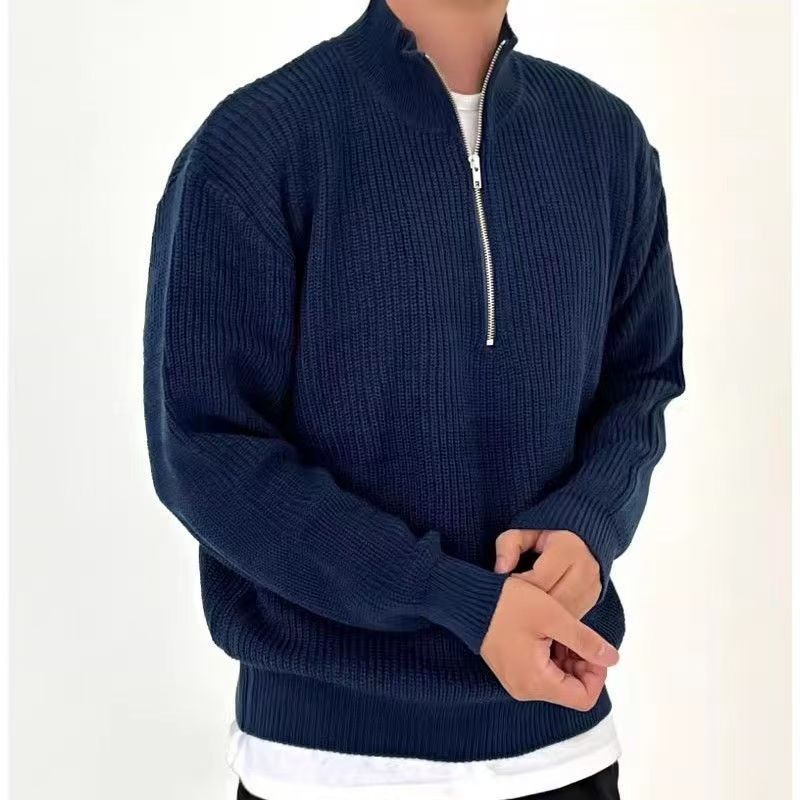 秋と冬のメンズニットジャケット韓国スタイルの新しいハーフジッ - Ribbed Knit Sweater のレビューと価格