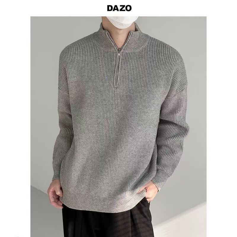 秋と冬のメンズニットジャケット韓国スタイルの新しいハーフジッ - Ribbed Knit Sweater のレビューと価格